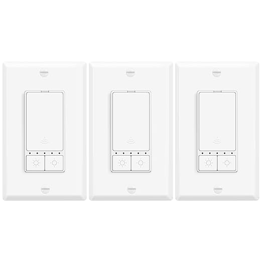 3 Pack Smart LED Dimmer Switch, Single Pole, Neutral Wire Required, Works with Alexa & Google Home, 2.4GHz WiFi Switch No Hub Needed, 150W Max LED/CFL 600W Max Incandescent, ETL/FCC Certified, White