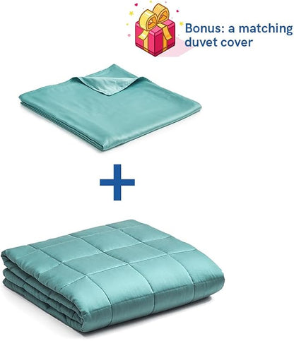 YnM Cooling Weighted Blanket, Oeko-Tex Certified Material with Premium Glass Beads (Sea Grass, 80''x87'' 30lbs), 140~240lb Persons Sharing Use on Queen/King Bed | A Duvet Included