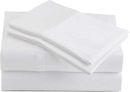 Linenwalas 100% Organic Cotton Full Size Bed Sheets, Super Soft Long Staple Cotton Bed Sheets Full Size, Percale Weave Bedding Sheets Set - White Full Size Sheet Set Fits 16" Deep Mattress
