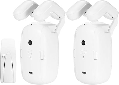 2Pcs Smart Curtain Motor with Temperature Light Sensor WiFi BT Voice Control for Roman Rod, APP Remote Control for Smart Home (WiFi)