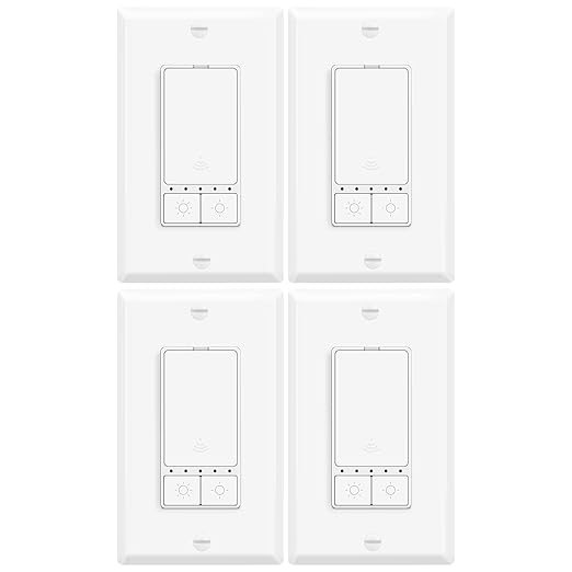 4 Pack Smart LED Dimmer Switch, Single Pole, Neutral Wire Required, Works with Alexa & Google Home, 2.4GHz WiFi Switch No Hub Needed, 150W Max LED/CFL 600W Max Incandescent, ETL/FCC Certified, White