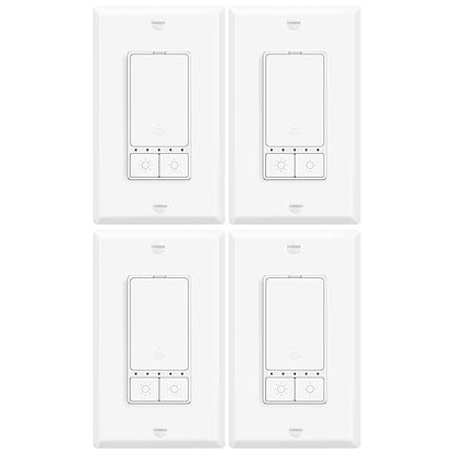 4 Pack Smart LED Dimmer Switch, Single Pole, Neutral Wire Required, Works with Alexa & Google Home, 2.4GHz WiFi Switch No Hub Needed, 150W Max LED/CFL 600W Max Incandescent, ETL/FCC Certified, White