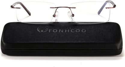 FONHCOO Blue Light Blocking Glasses Anti Blue Ray Unisex Lightweight Rimless Frameless Rectangle Computer Gaming Glasses