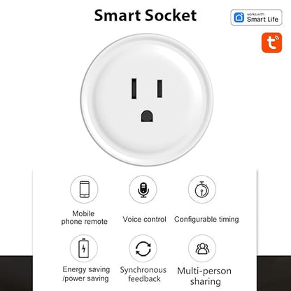 Smart Plugs, Smart Plug 4 Packs, Smart Plugs That Compatible with TY APP Remote Control, 10A Smart Outlet with WiFi Remote Control & Timer Function, 2.4GHz Wi-Fi Only, Voice Control - 4 Packs