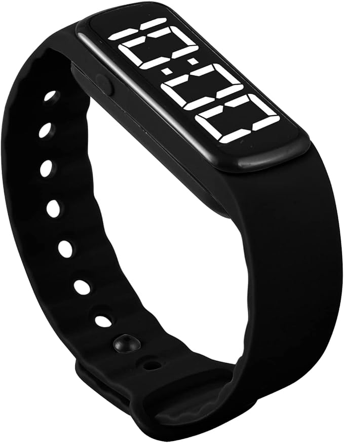 Sensory Wrist Timer for Kids, Teachers, Students, Simple Reminder Watch with Silent Alarm Clock Wristband, Classroom Countdown (Black)