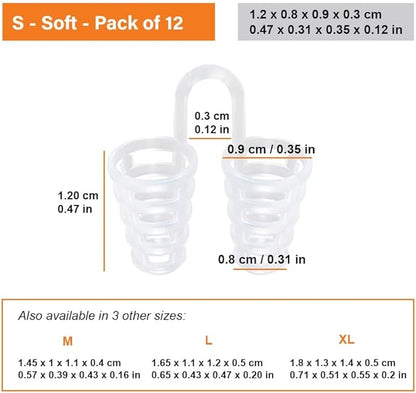 Nose Vent Sinus Relief (Pack of 12 Small Size) Soft Cone Vents - A Simple Solution for Nasal Snorers - Reusable Snoring Device to Enjoy a Peaceful Night's Sleep - by Mobi Lock