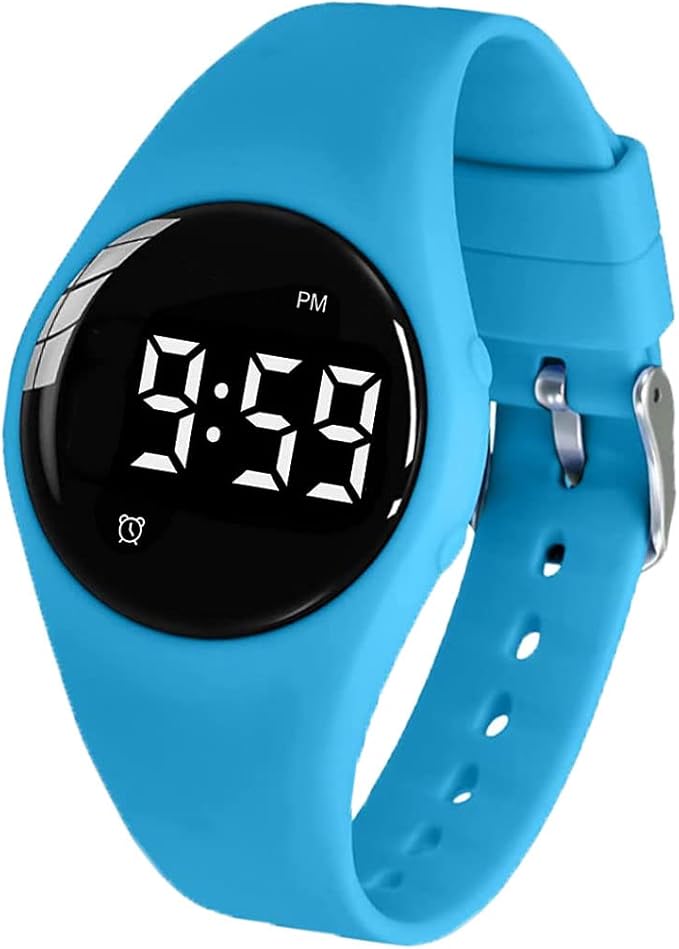 Vibrating Alarm Watch, Water Resistant Potty Training Wristband Rechargeable Medical Reminder Watch with Timer and 15 Daily Alarms (Blue)