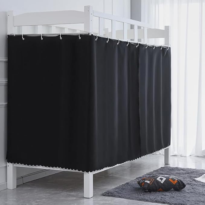 Bed Curtains Blackout Thickened Canopy Loft Bed Curtains for Bottom Student Dormitory Kids Sleeping Privacy Black 2 PCS