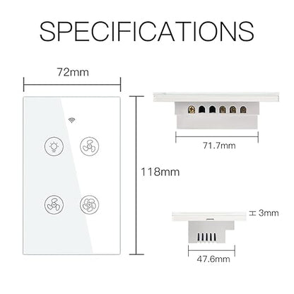 MoesGo WiFi RF Smart Ceiling Fan Light Switch, Work with Smart Life/Tuya APP, Control Speed Control Alexa and Google Home Compatible White
