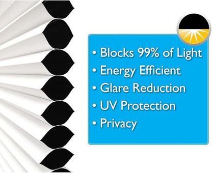 Redi Shade No Tools Easy Lift Trim-at-Home Cordless Cellular Blackout Fabric Shade White, 48" W x 64" L, (Fits windows 31"- 48")
