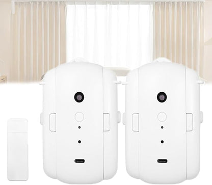 Smart Automatic Curtain Opener,2pcs Electric Curtain Robot,Multiple Control Ways,Timed Opening And Closing,High-Performance Curtain Robot,For Roman Rod,U-Shaped Rail,I-Shaped Rail,kit1