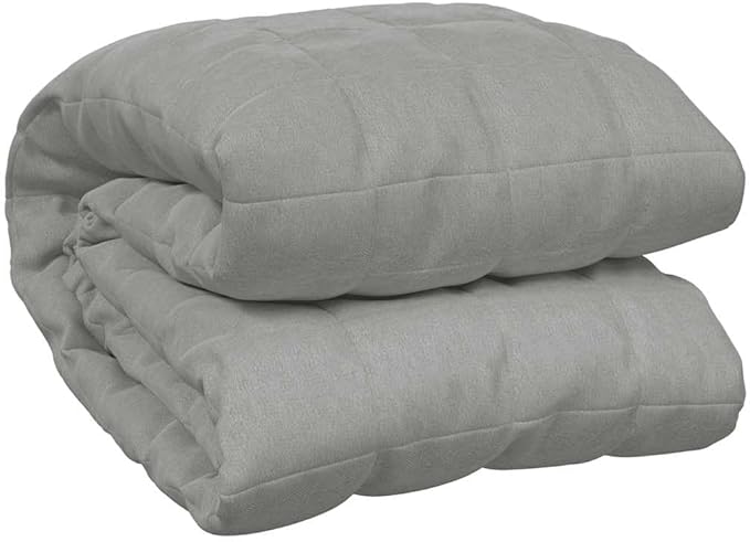 vidaXL Weighted Blanket Gray - Soft Cotton Fabric, Filling with Glass Beads, Even Weight Distribution, 24.3 lb, Size 86.6"x102.4" - Modern Home Comfort for All Seasons