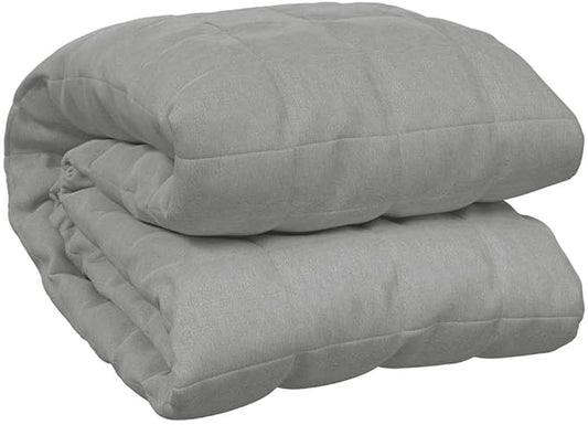 vidaXL Weighted Blanket Gray - Soft Cotton Fabric, Filling with Glass Beads, Even Weight Distribution, 24.3 lb, Size 86.6"x102.4" - Modern Home Comfort for All Seasons