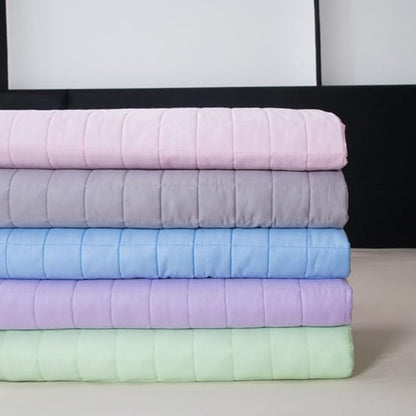 Cotton Weighted Blanket for Adults, Heavy Blanket with Premium Glass Bead All-Season Even Weight Distribution for Single Double Bed Multi-Colour Light Blue 152x203cm 5.4kg