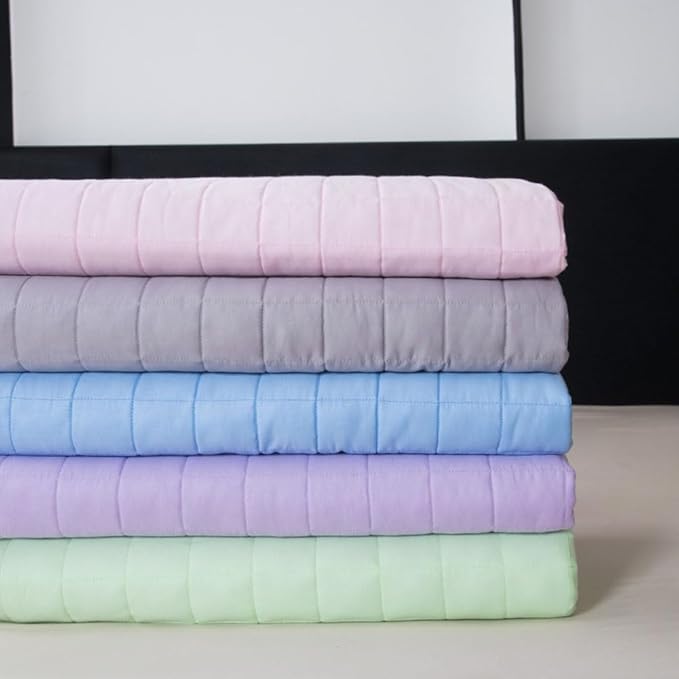 Cotton Weighted Blanket for Adults, Heavy Blanket with Premium Glass Bead All-Season Even Weight Distribution for Single Double Bed Multi-Colour Light Pink 152x203cm 4.5kg