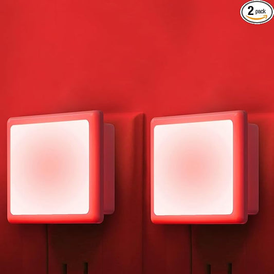 670nm Red Light Night Light for Sleep[2 Pack]- Zero Blue Light, Diammble & Energy Efficient 0.3W Night Light Plug into Wall with Dusk-to-Dawn Sensor for Nursery, Bedroom, Bathroom