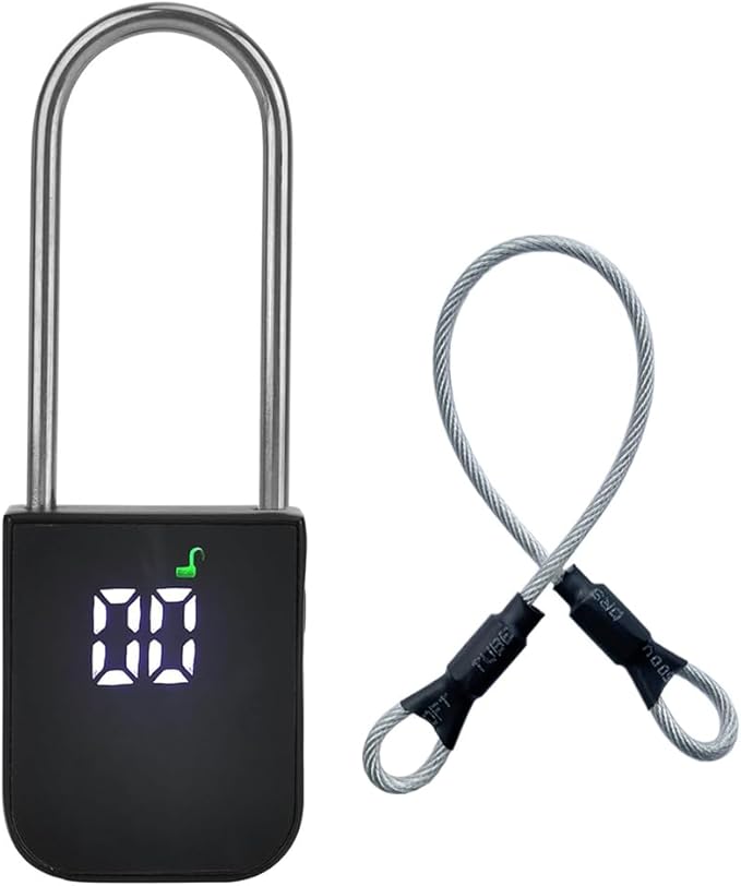 99 Days Timer Padlock,Max Timing Over 3 Month with LCD Display,USB Rechargeable Timed Padlock, Add 10inch Steel Cable (Black)
