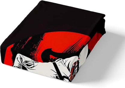Manfei Jiujitsu Fitted Sheet Queen Size, Japanese Style Sports Bedding Set 3pcs, Judo Sports Theme Bed Cover with 2 Pillowcases, Kids Boys Teens Adults Room Decor, Soft Bedding(No Top Sheet)