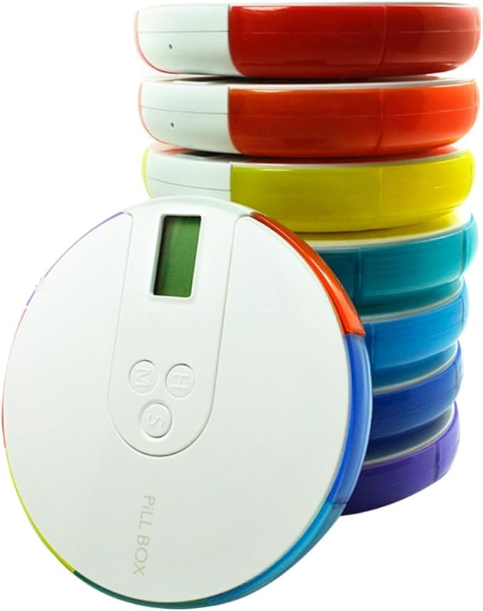 7 Travel Pill Cases Portable Electronic Travel Medicine kit Timer Pill Box Medicine Bottle Timing Pill Organizer 7 Day Container Pill Pill Organizer Cute Dispenser Travel