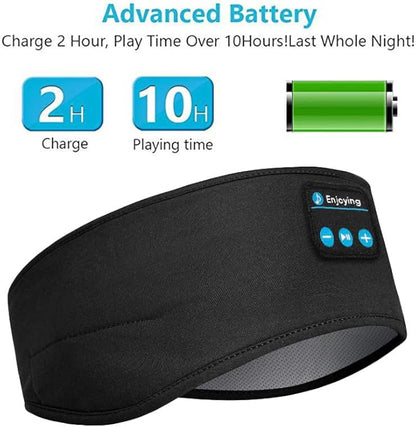 Wireless Bluetooth Sports Headband Headphones Ultra-Thin HD Stereo Perfect for Sleeping .Workout,Jogging,Yoga,Insomnia, Air Travel, Meditation Black