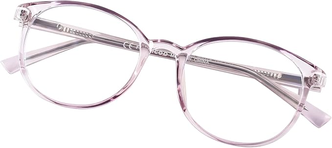 FONHCOO Blue Light Blocking Glasses Women Men TR90 Round Computer Eyeglasses (Purple)