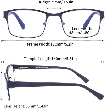 Reading Glasses for Men - 3 Pack Blue Light Blocking Men's Metal Readers