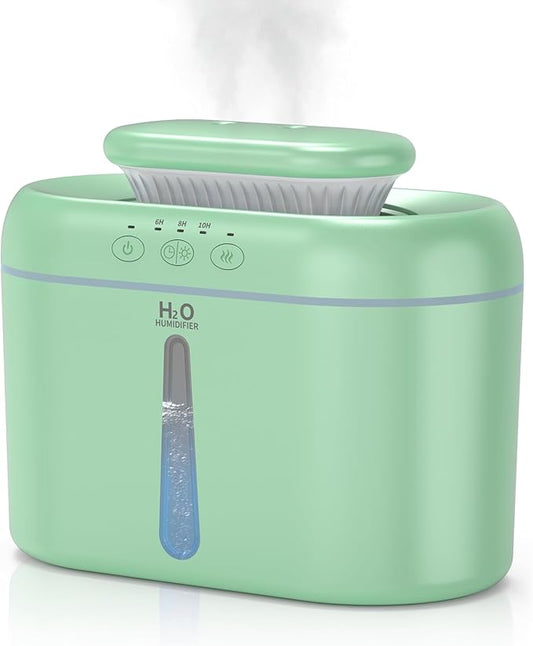 HZD Humidifiers for Bedroom 2L Large Tank for Long Runtime, Gentle Mist 26dB Quiet Runtime Easy to Fill & Clean Can Timed Humidifier for Home, Baby, Nursery, Plants, Night Light (Green)