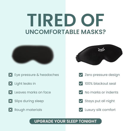GLOWCO 3D Sleep Mask, Contoured Eye Mask for Sleeping – 100% Blackout, Zero Pressure, Adjustable Strap, Light Blocking Eye Cover for Side Sleepers & Back Sleepers, Travel, Men and Women