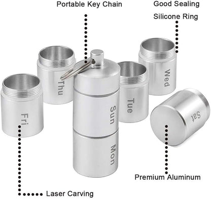 Pill Dispenser, Metal 7 Day Pill Organizer to Hold Vitamins Cod Liver Oil Supplements for Office Travel Home