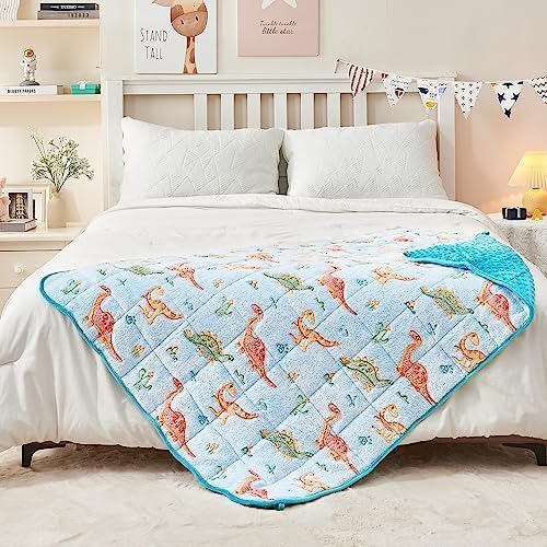 yescool Weighted Blanket 5 Pounds Weighted Lap Blanket, Glow in The Dark Dinosaur Heavy Blankets, Warm Minky Weighted Throw Blanket Gift for 40-60lbs, 36"x48"