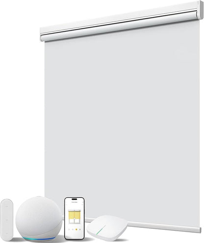 Motorized Smart Shades with Remote Control, Blackout Motorized Roller Shades for Indoor Windows Home and Office (White 23" W x 72" H)
