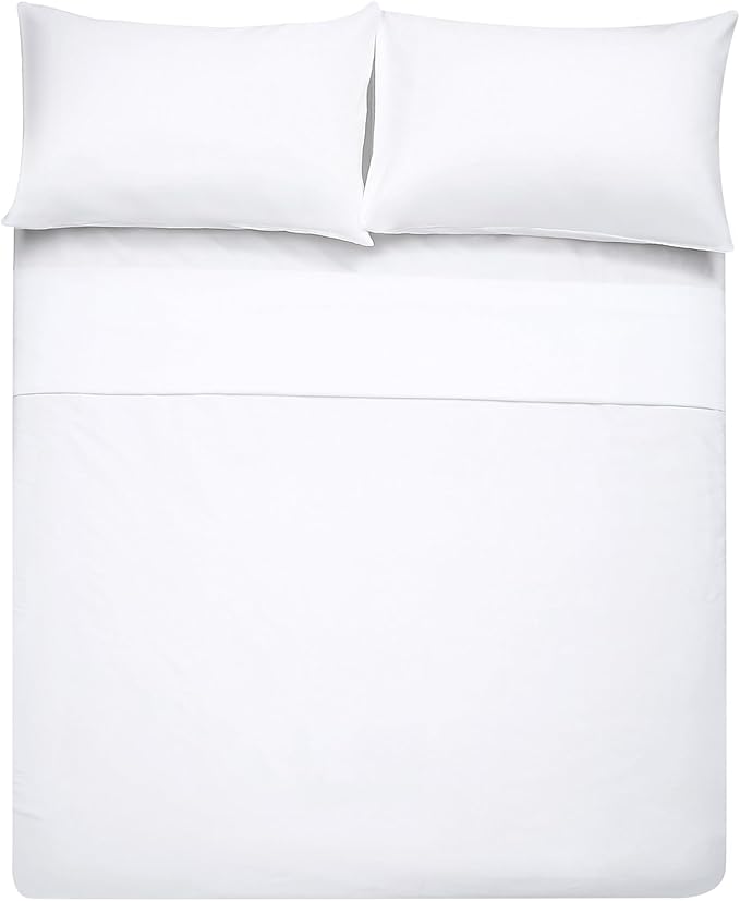 4 Piece Bed Sheet Set (Full,White) 1 Flat Sheet,1 Fitted Sheet and 2 Pillow Cases,Brushed Microfiber Luxury Bedding with Deep Pockets