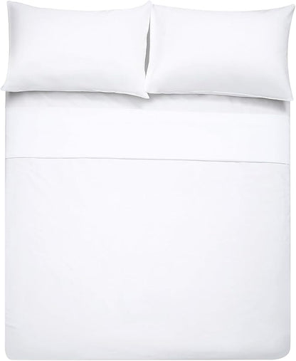 4 Piece Bed Sheet Set (Full,White) 1 Flat Sheet,1 Fitted Sheet and 2 Pillow Cases,Brushed Microfiber Luxury Bedding with Deep Pockets