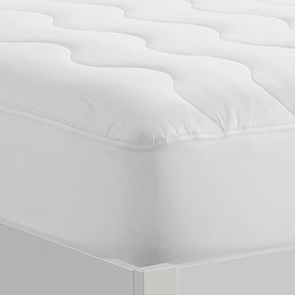 Serta Air Dry Extra Comfort Performance Fabric Quilted Mattress Pad, Cooling and Breathable Mattress Cover, Moisture Wicking Protection with 15" Deep Pocket, Full, White