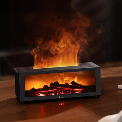 Essential Oil Diffuser, Fireplace Flame Oil Diffuser - Aromatherapy Aroma Humidifier, Upgrade 7 Flame Colors Noiseless 150ml Remote Control - Perfect for Bedroom Home Office (Fireplace White)
