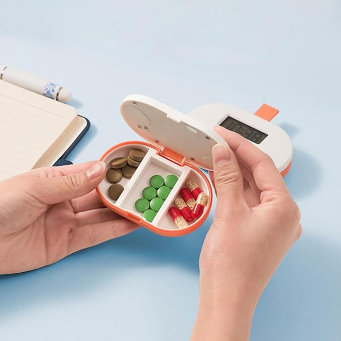 Electronic Pill Box Intelligent Remind Elderly Timed Voice Alarm Clock Medication Reminder Dispensing Portable