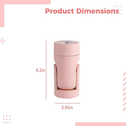 Portable Mini Humidifier, Usb Powered, 7.7 Fl Oz / 220 Ml, Automatic Rotating, Compact Design For Home And Travel, Pink