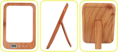 Wood Grain Light Therapy, 45000 Lux LED Light Box, with 3 Color Modes, 6 Brightness Levels & Stepless Dimming, Sunset Mode Timer Settings Function,Wood Grain