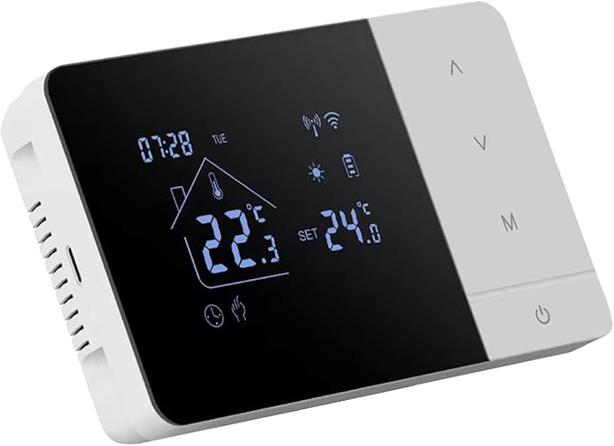 Smart Home Thermostat – WiFi Heat and Cooling Controller, Voice and App Operated, Touch Panel Display | TemperaturesRegulator for Indoor Living, Bedroom, Bathroom, Room Climate Control, Energy Saving