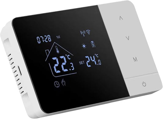 Smart Home Thermostat – WiFi Heat and Cooling Controller, Voice and App Operated, Touch Panel Display | TemperaturesRegulator for Indoor Living, Bedroom, Bathroom, Room Climate Control, Energy Saving
