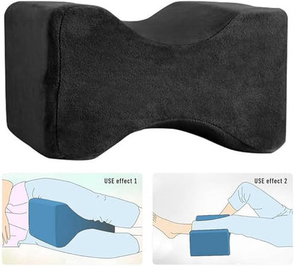 Memory Foam Wedge Contour Knee Pillow for Side Sleepers, Leg Pillows for Spine Alignment, Back Pain, Pregnancy Support - Pain Relief for Sciatica, Hip, Joint, Surgery (Black)