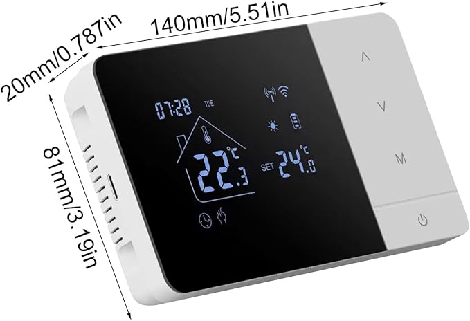 Smart Home Thermostat – WiFi Heat and Cooling Controller, Voice and App Operated, Touch Panel Display | TemperaturesRegulator for Indoor Living, Bedroom, Bathroom, Room Climate Control, Energy Saving