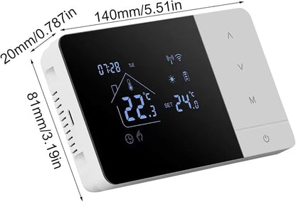 Smart Home Thermostat – WiFi Heat and Cooling Controller, Voice and App Operated, Touch Panel Display | TemperaturesRegulator for Indoor Living, Bedroom, Bathroom, Room Climate Control, Energy Saving