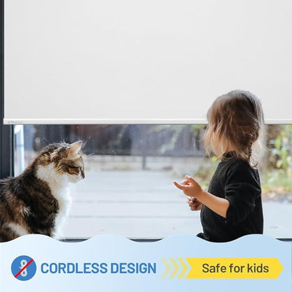 Motorized Blinds with Remote, [Free Solar Panels] Cordless Smart Blinds with Valance Cover, Blackout Electric Blinds with Remote Control, Automatic Roller Shades for Windows White 28" W x 72" H