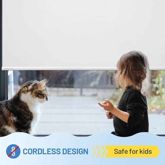 Motorized Blinds with Remote, [Free Solar Panels] Cordless Smart Blinds with Valance Cover, Blackout Electric Blinds with Remote Control, Automatic Roller Shades for Windows White 39" W x 72" H