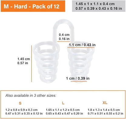 Nose Vent Sinus Relief Dilator (Pack of 12 Medium Size) Hard Cone Vents - A Simple Solution for Nasal Snorers - Reusable Snoring Device to enjoy a peaceful night's sleep - by Mobi Lock