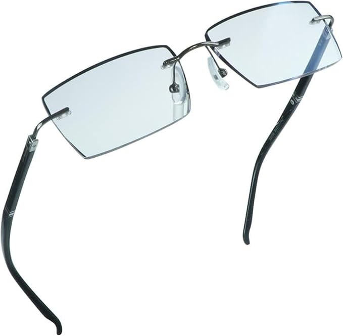LifeArt Blue Light Blocking Glasses,Computer Reading Glasses,Rimless Frame Tinted Lens with Diamond,Stylish for Men (+3.00 Magnification)