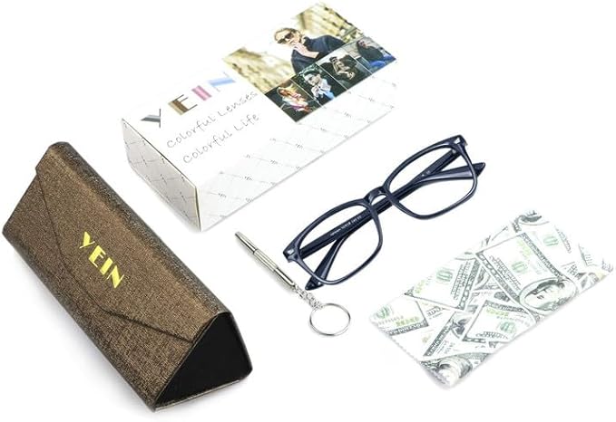 YEIN Progressive Multifocus Reading Glasses, Spring Hinge Blue Light Blocking Glasses for Women Men, No Line Multifocal Readers with Clear Lenses (+0.00/+1.25 magnification)