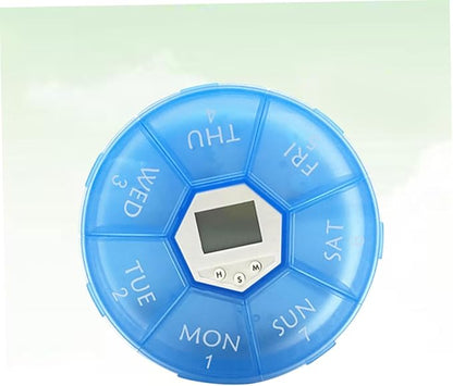 NOLITOY Compartments Electronic Medication Reminder Dispenser Clock Practical Pill Organizer for Daily Use Portable Medicine Chest for Patients Blue