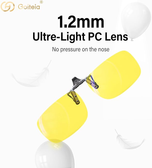 Goiteia Orange Blue Light Blocking Glasses Clip on for Migraine-Gaming Glasses for Eyes Strain/Light Sensitive-Help to Sleep